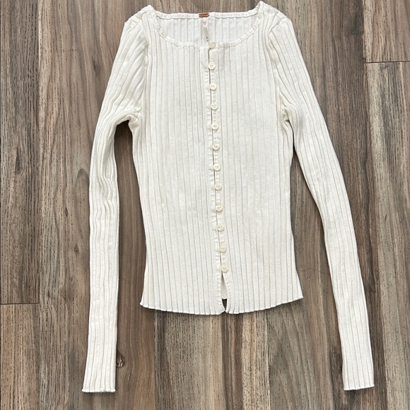 Free People Ivory Ribbed Cardigan - Picture 1 of 5
